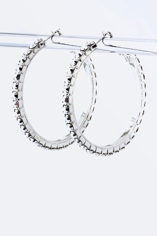 Arco Crystal Hoop Earrings - More Colors - Click Image to Close