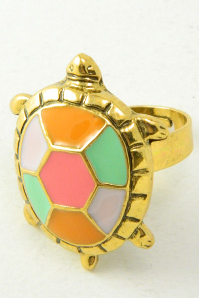 Pastel Colorful Turtle Ring - Click Image to Close