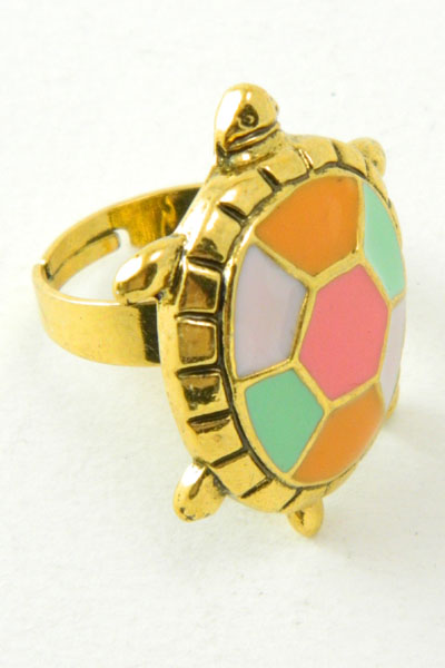 Pastel Colorful Turtle Ring - Click Image to Close