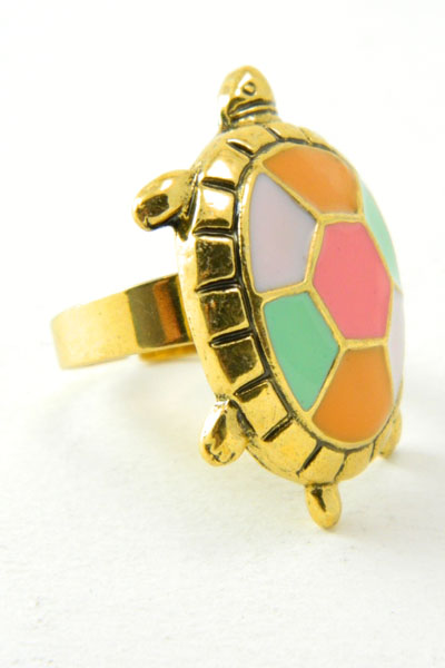 Pastel Colorful Turtle Ring - Click Image to Close