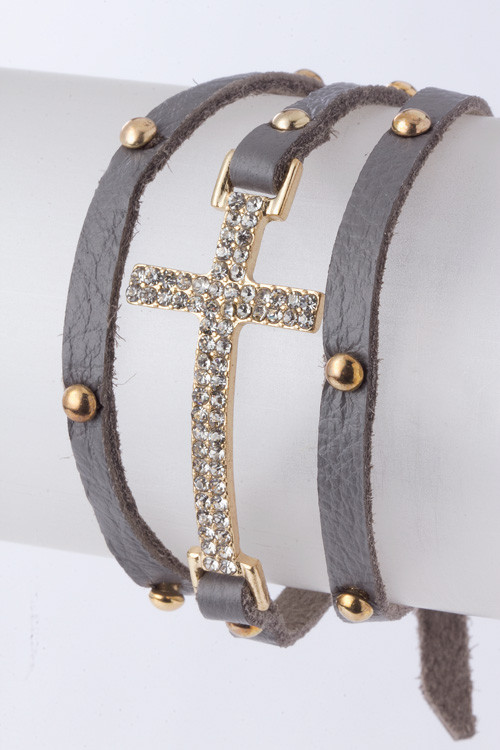 Studded Crystal Cross Wrap Bracelet - More Colors