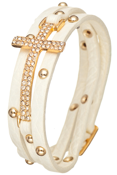 Studded Crystal Cross Wrap Bracelet - More Colors