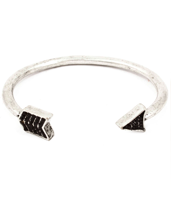 Black Crystal Arrow Cuff Bracelet - Click Image to Close