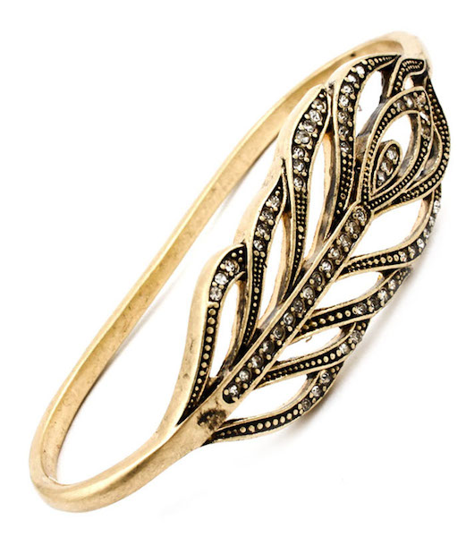 Leaf Bangle Hand Bracelet - Click Image to Close