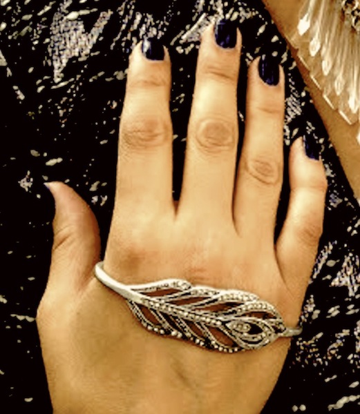 Leaf Bangle Hand Bracelet - Click Image to Close