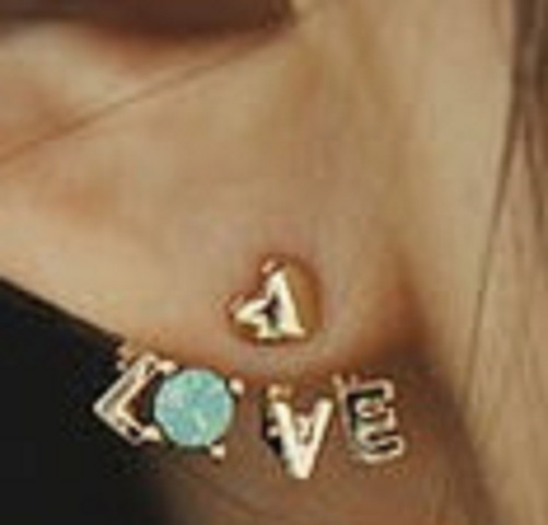 Rhinestone Heart Love Letter Earrings - More Colors