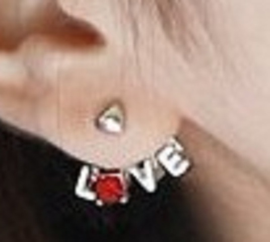 Rhinestone Heart Love Letter Earrings - More Colors