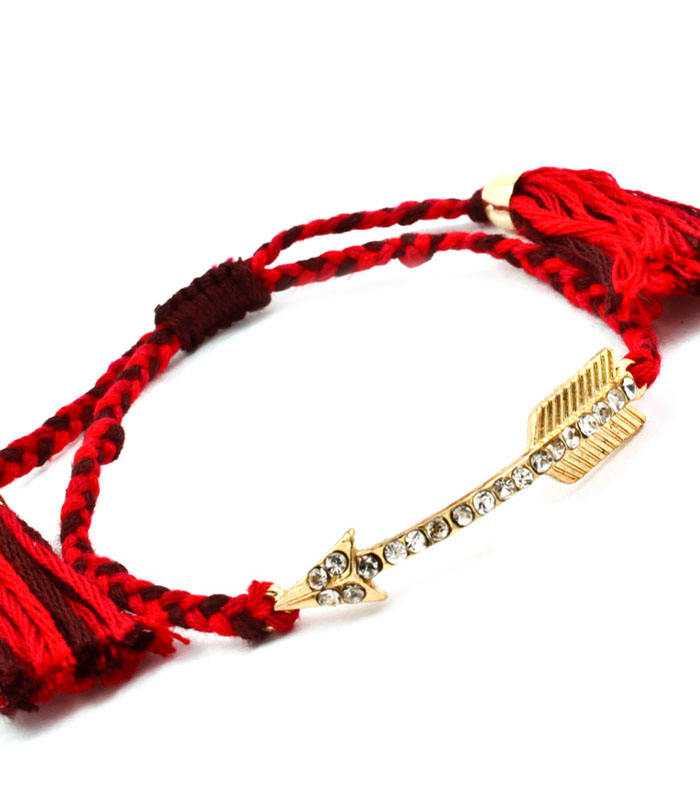 Arrow Tassel Cord Bracelet - Click Image to Close