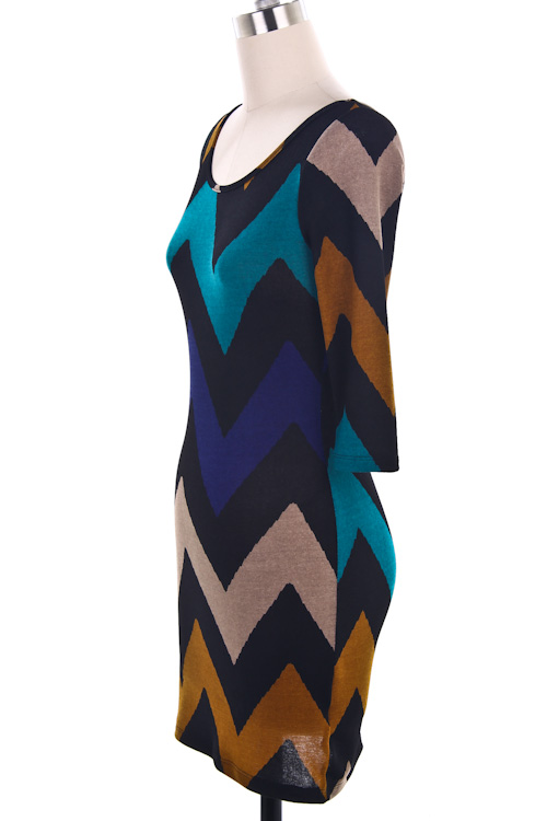 Monroe Chevron Print Dress - Click Image to Close