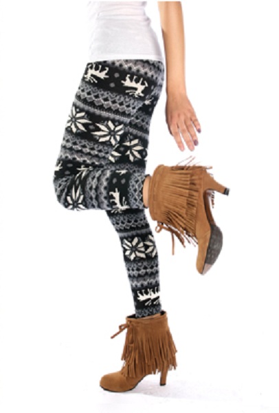 Helga Knit Sweater Leggings - Black and White - Click Image to Close