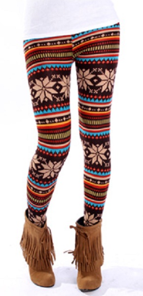 Ingrid Snowflake Leggings - Brown