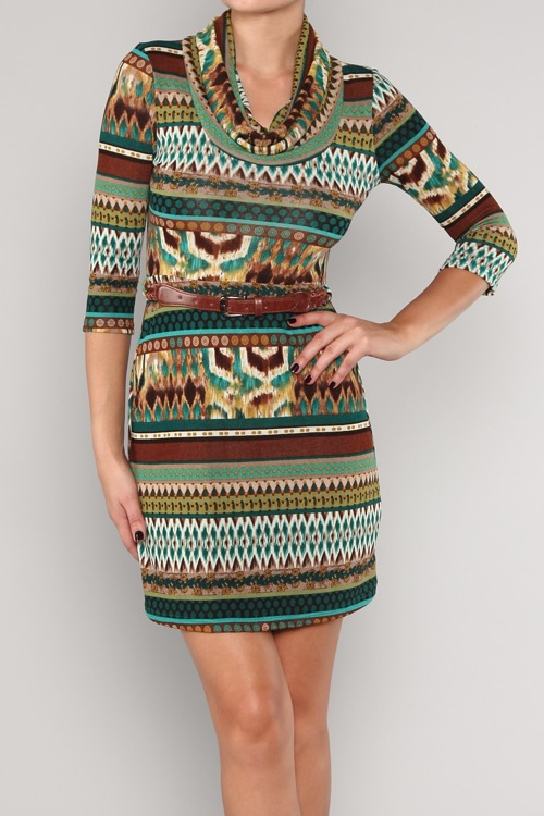 Zoe Tribal Knit Dress - Click Image to Close