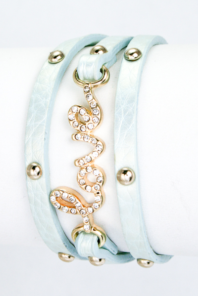 Studded Crystal Love Pastel Wrap Bracelet - More Colors
