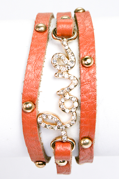Studded Crystal Love Wrap Bracelet - More Colors
