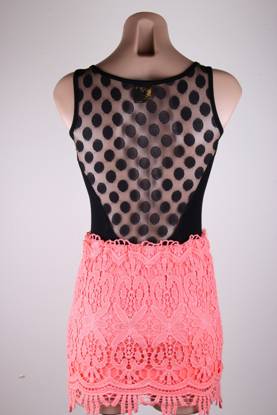 Sydney Lace Mini Skirt - Coral - Click Image to Close