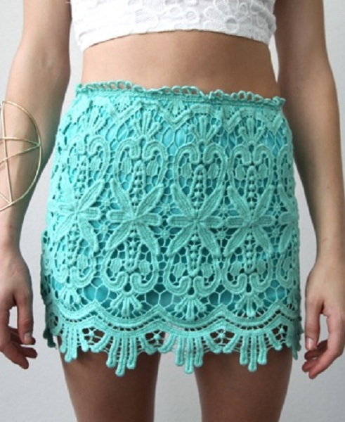 Sydney Lace Mini Skirt - Mint - Click Image to Close