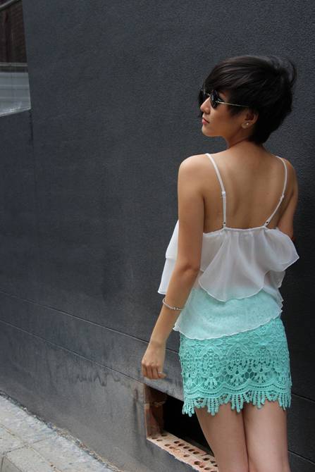 Sydney Lace Mini Skirt - Mint - Click Image to Close