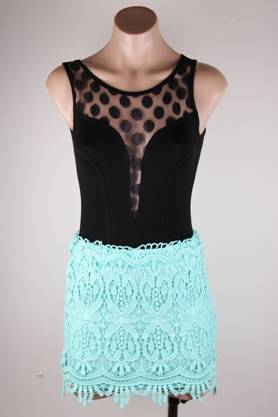 Sydney Lace Mini Skirt - Mint - Click Image to Close