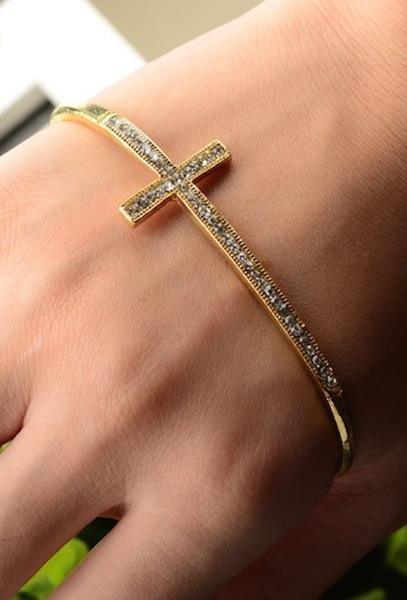 Cross Bangle Hand Bracelet