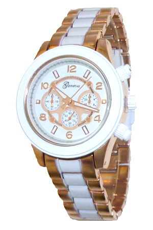 Geneva Rose Gold Chronograph Unisex Watch - Click Image to Close