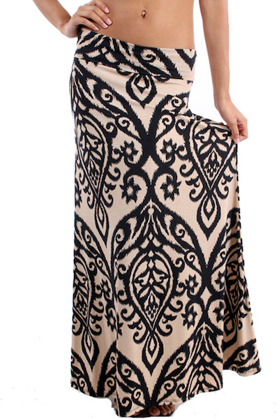 Zoryana Damask Maxi Skirt - Click Image to Close