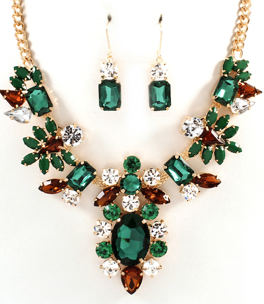 Antoinette Jewel Statement Necklace and Earring Set - Click Image to Close