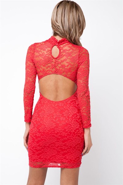 Kitsa Long Sleeve Lace Dress - Click Image to Close