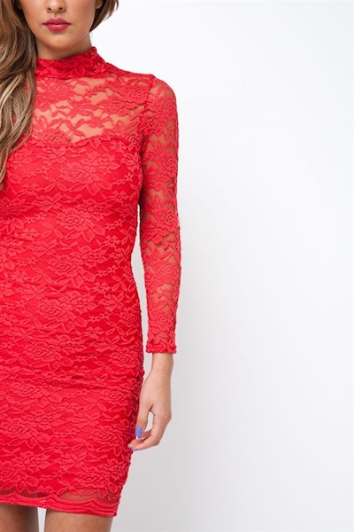 Kitsa Long Sleeve Lace Dress - Click Image to Close