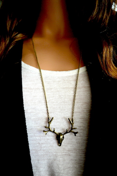 Deer Skull Pendant Necklace - Click Image to Close