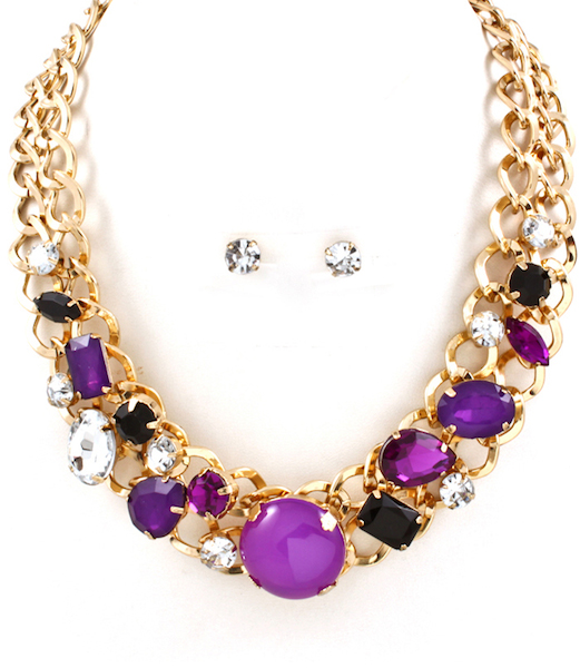 Elizabeth Jewel Necklace and Earring Set - More Colors - Click Image to Close