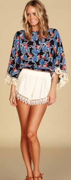 Lucy Love Scallop Lace Shorts - Ivory - Click Image to Close