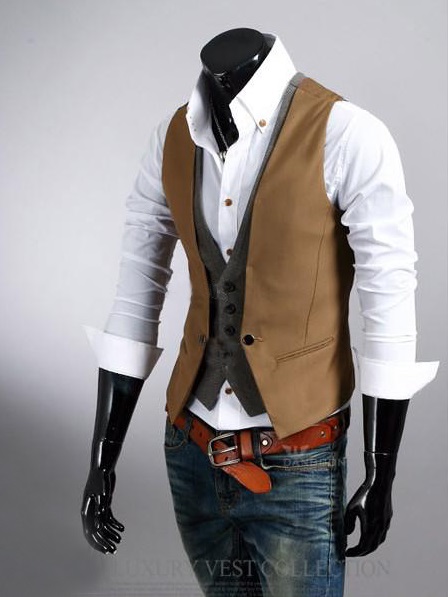 Dylan Slim Fit Casual Fashion Double Vest - Click Image to Close