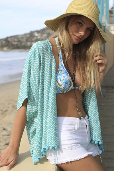 Lucy Love Poncho - Shore Club Print - Click Image to Close