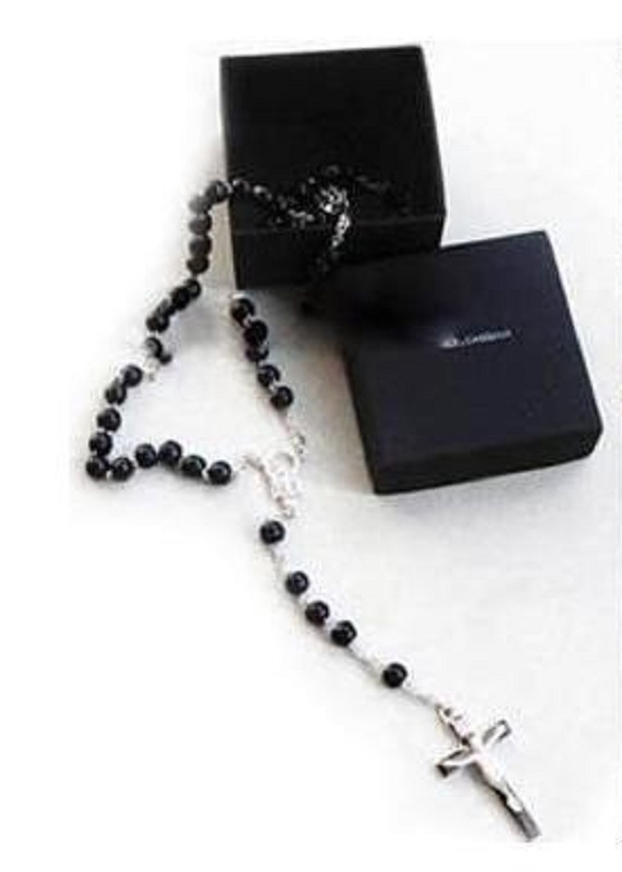Beckham Sterling Silver Rosary Necklace - Click Image to Close