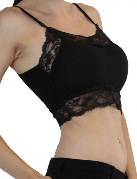 Lace Trim Padded Bralette - More Colors - Click Image to Close