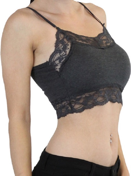 Lace Trim Padded Bralette - More Colors - Click Image to Close