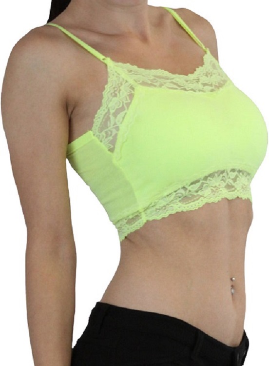 Lace Trim Padded Bralette - More Colors - Click Image to Close