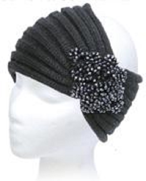 Bling Ribbed Knit Headwrap - Click Image to Close