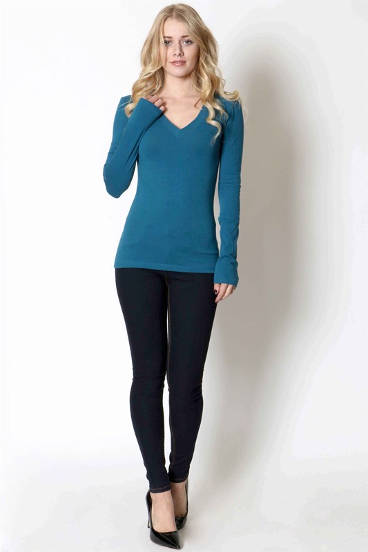 Long Sleeve V Neck T Shirt - More Colors - Click Image to Close