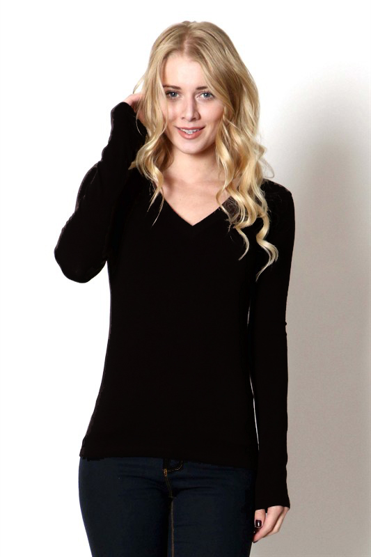 Long Sleeve V Neck T Shirt - More Colors - Click Image to Close