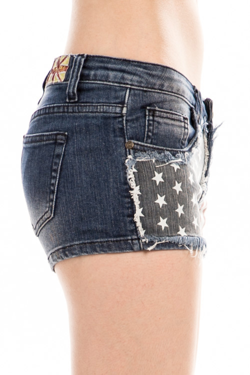Liberty Low Rise Denim Shorts - Click Image to Close