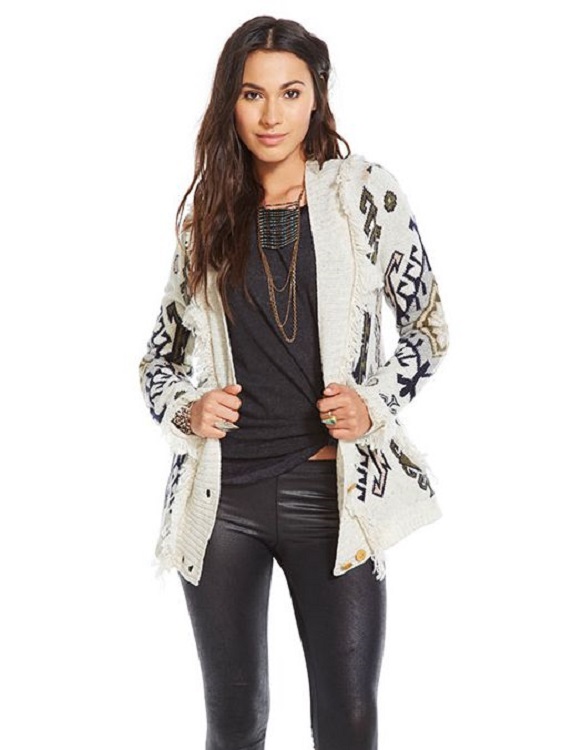 Tapestry Shawl Collar Fringe Cardigan