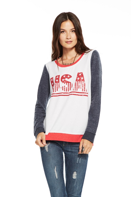 USA Flag Font Fleece Pullover