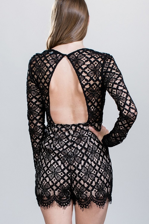 Ark & Co. London Long Sleeve Lace Romper - Click Image to Close