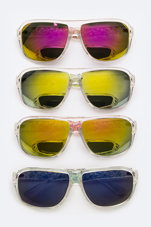 Clear Frame Color Tinted Iconic Sunglasses - More Colors - Click Image to Close