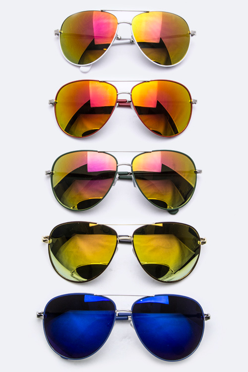 Mirror Tinted Aviator Sunglasses - More Colors