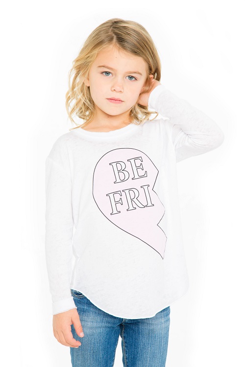 Besties #1 Girls Long Sleeve Shirttail Shirt - Click Image to Close