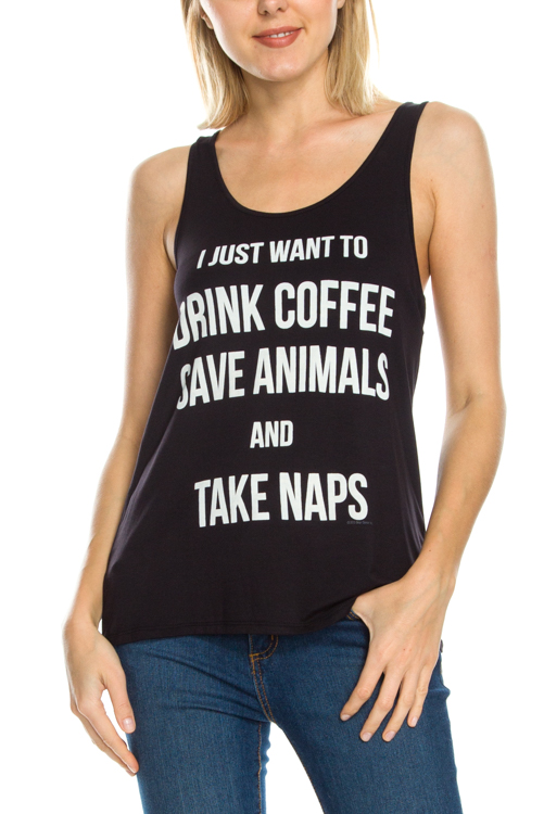 Drink Coffee Take Naps Tank Top - Click Image to Close