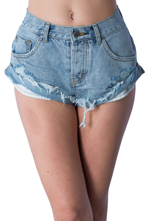 Lexie Side Roll-Up Denim Shorts