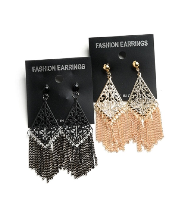 Chain Tassel Drop Earrings - More Colors - Click Image to Close